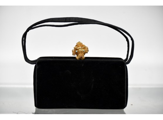 Vintage Velvet Poodle Clasp Handbag