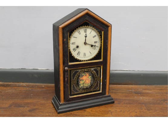 Hand Painted Mantle Clock For Repair 9'L X 4'W X 17'H