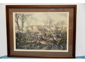 Battle Of Fort Donelson, American Civil War Color Engraving Framed 28 X 22 Art Lot 26