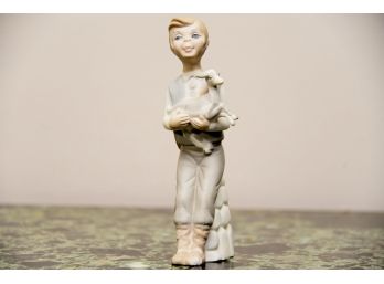 Lladro Inspired Boy And Lamb Figurine