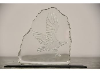 Etched Eagle Glass Display Plaque