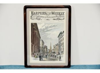 'Wall Street' Original Harpers Weekly Dated June 1866 Framed 13 X 18 Art Lot 54