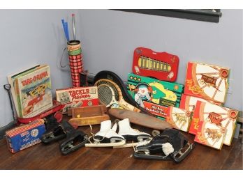 Large Assortment Of Vintage Sports Toys & Games