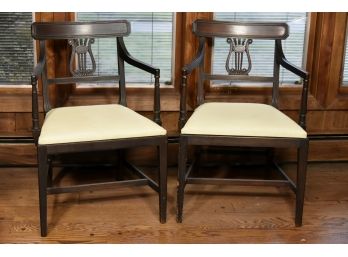 Pair Of Vintage Harp Back Chairs 22'L X 17'W X 32'H