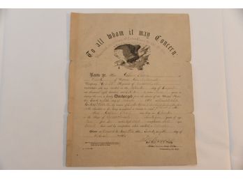 Authentic Civil War Soldier Discharge Certificate Paper