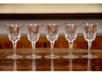 Set Of 5 Waterford Crystal White Wine Glasses