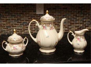 Antique Bavaria Germany Porcelain Tea Pot, Creamer And Sugar