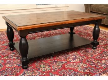 Black Painted Pine Top Coffee Table 48 X 28 X 20