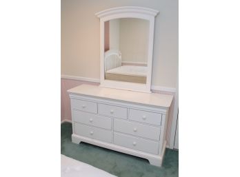 White Young America Dresser With Mirror