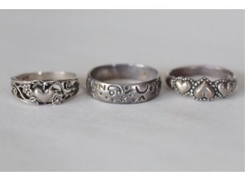 Trio Of Sterling Silver Rings Jewelry Lot 5