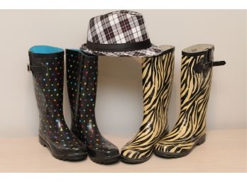 Girls Boots And Hat (Size 6)