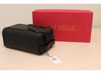 Bosca Black Leather Toiletry Bag