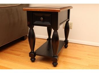 Black Painted Pine Top Side Table 28 X 16 X 26