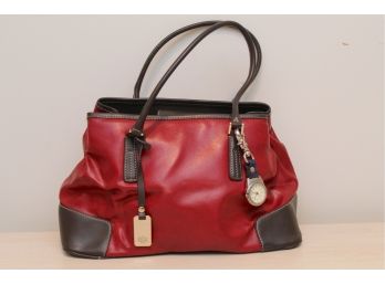 Liz Claiborne Red Leather Dangling Watch Bag