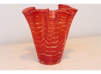 Swirl Glass Murano Style Free Form Vase