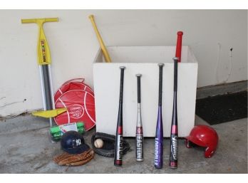 Pot Luck Garage Bin Full Of Assorted Sporting Equipment