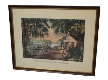 'Good Times On The Old Plantation' Currier & Ives Print  27' X 21'