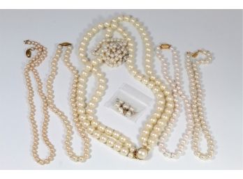 Pearl Necklace & Earring Lot