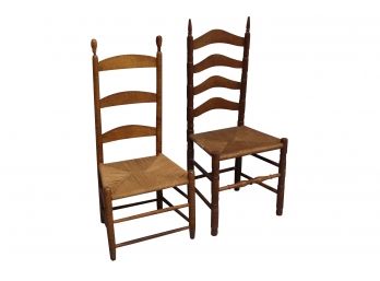 Two Woven Seat Chairs 19'L X 14'W X 39'H, 20'L X 15'W X 44'H