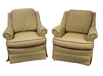 Pair Of Persnickety Fabric Armchairs 41'L X 35'W X 35'H
