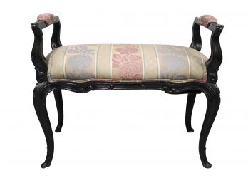 Black Painted Stool With Upholstered Cushion 28'L X 16'W X 24'H