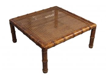 Cane Table (Missing Glass Top) 36'L X 36'W X 16'H