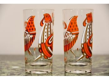 Cool Pair Of Mid Century Modern Drinking Glasses