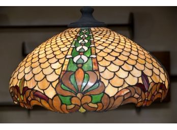 Bradley And Hubbard Stained Leaded Glass Chandelier 24.5' Round With 42' Drop