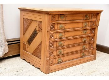 Antique Willmantic 6 Drawer Walnut Spool Cabinet 25.5'L X 19.5'W X 20'H