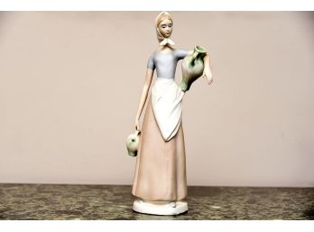 Lladro Like Girl With Pitcher Figurine