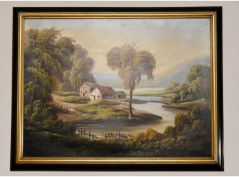 At Peace After Hudson River School Framed Oil On Canvas 36' X 28'