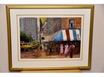 Sang Choi Korean Impressionist Original Oil Painting 'Cafe De La Paix In NYC'   36' X 27'