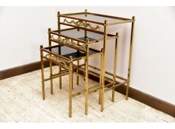Vintage Black & Gold Nesting Tables 19'L X 11'W X 24'H