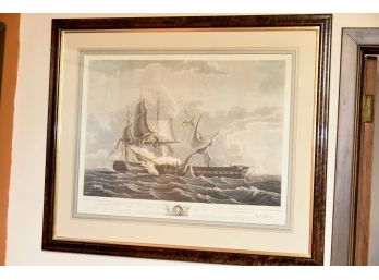 Capture Of The Guerriere By The Constitution 1812 Steel Engraving  37 X 31 Kitchen 1