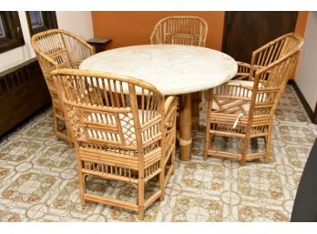 Ficks And Reed Style Bamboo Table With 4 Chairs