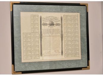 Antique 7 Per Cent Erlanger Confederate Cotton Loan Framed  32' X 27'
