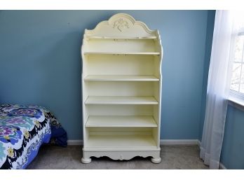 White Pottery Barn Bookcase With Heart Scroll Decor 33 X 15.5 X 65