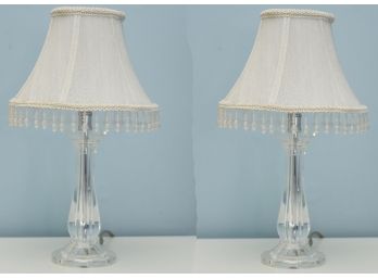 Pair Of Petite Glass Stem Table Lamps