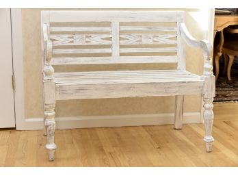 Antique White Painted Bench 36 X 21 X 29