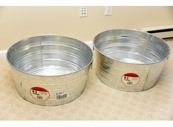 Pair Of 18 Gallon Aluminum Tubs Perfect For Summer Party Drinks