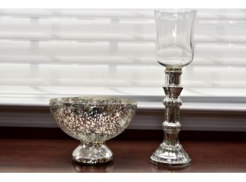 Mercury Glass Bowl And Table Urn