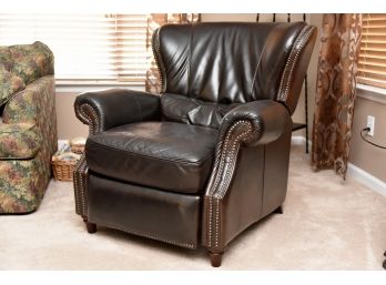 Peter Andrews Leather Recliner With Nailhead Trim  36 X 36 X 37