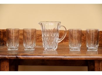 Crystal Petite Juice Pitcher With 4 Juice Glasses
