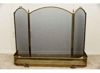 Brass Fireplace Screen With Clawfoot Guard