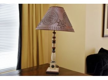 Pierced Copper Shade Table Lamp