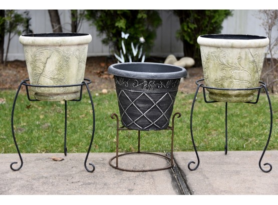 Outdoor Planters With Wrought Iron Stands