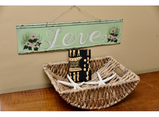 Home Decor 'Love' Wall Sign And Basket