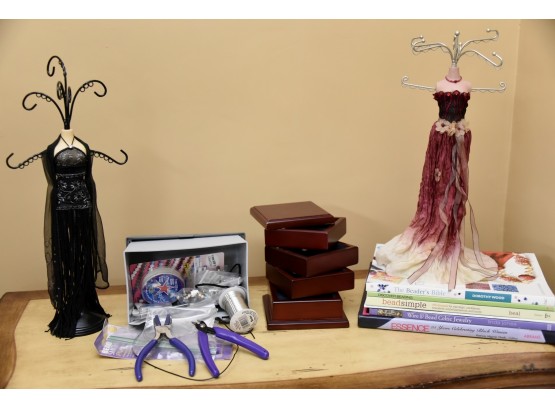 Beading Tools, Books And Jewelry Bust Stands