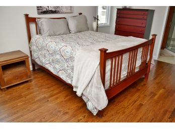 Cherry Queen Bed Framed With Temperpedic Mattress And Bedding Included