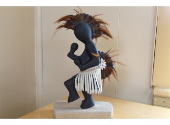 Native American Artist Signed Tribal Statue